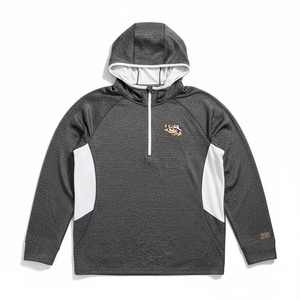 LSU Authentic Team Apparel Campus Heritage Size M Half-Zip Poly/Spandex Hoodie